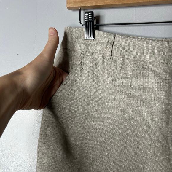 NWT Garnet Hill Classic Linen Trouser Pants Women’s 4P Sand Natural Tan Beachy - Picture 10 of 10